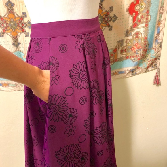 Bettie Page Clothing Wildflower Purple Cir Skirt - Picture 3 of 5